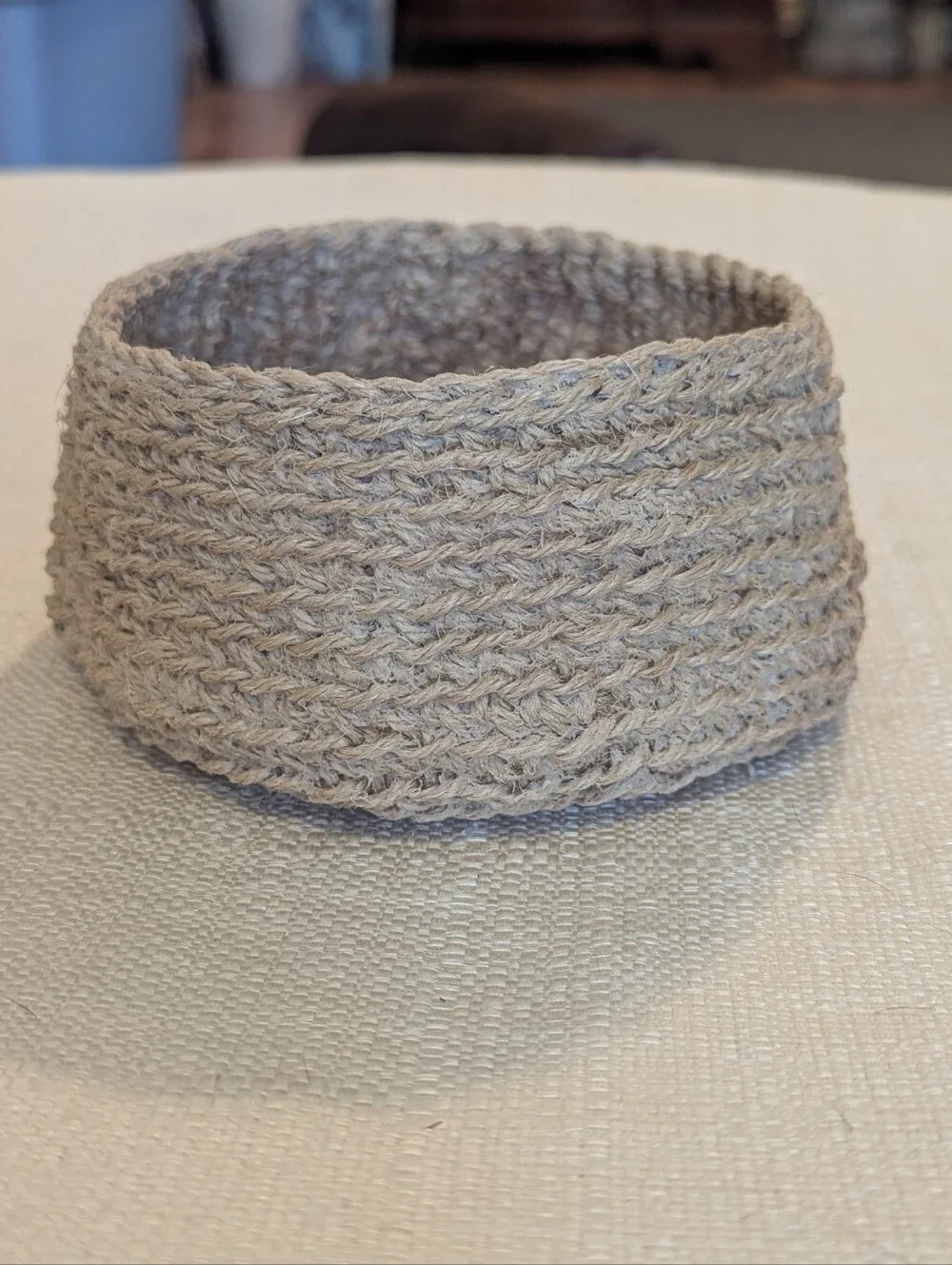 Crocheted Natural Honey Jute Crochet Small Storage Bowls